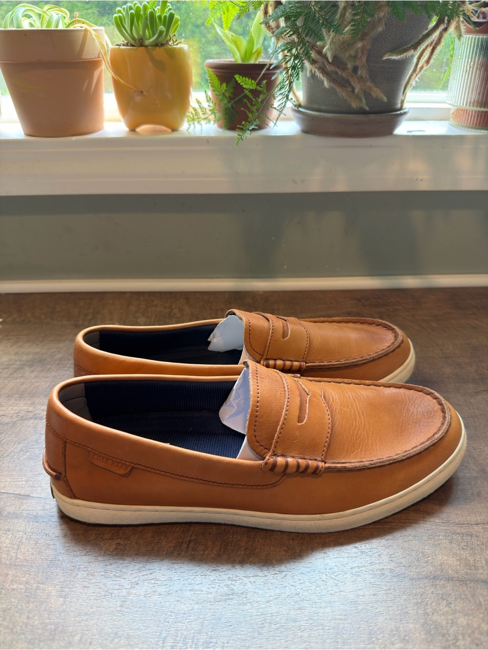 Cole Haan Men's Brown Leather Penny Loafer Slip-On Round Toe Shoes US 10 M